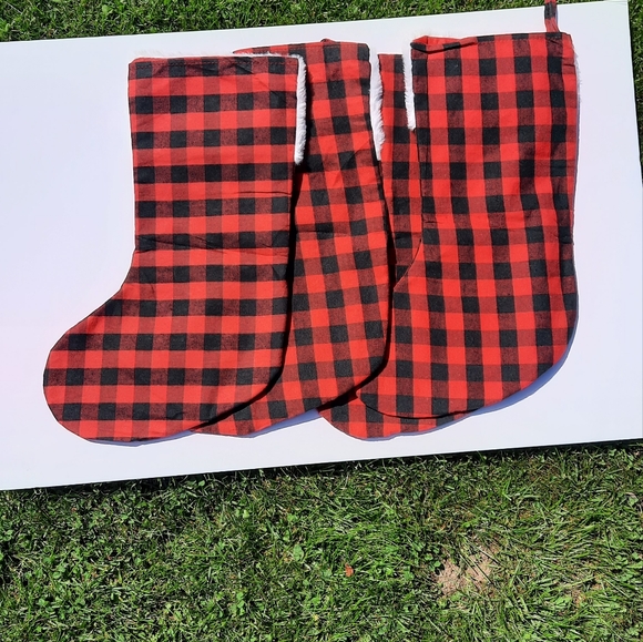 Vintage Checkered Christmas Stockings - Picture 3 of 6